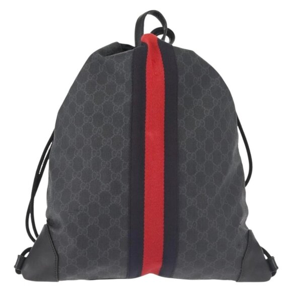 GUCCI GG Supreme Sherry Line Backpack PVC Black Auth BA5738 - Picture 3 of 15